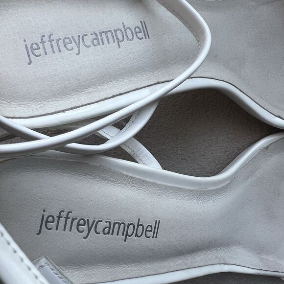 Jeffrey Campbell Illusive White Patent Leather Stiletto Heel Sandals Women 9 - Picture 11 of 14